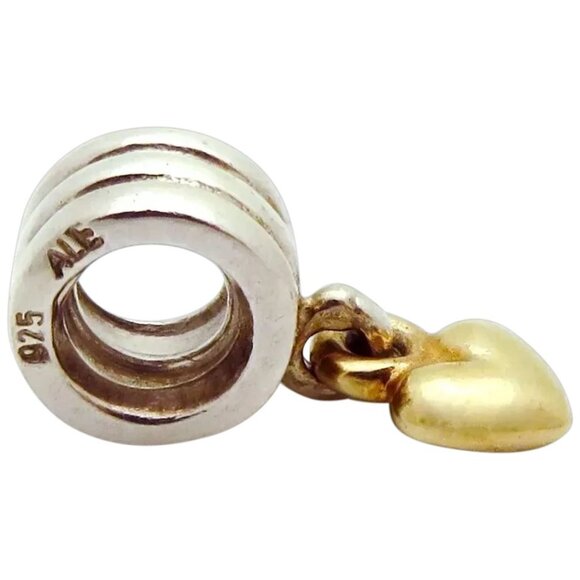 Pandora ALE 925 Sterling Silver & 14K Gold Dangle Heart Charm 790173 - Picture 1 of 5